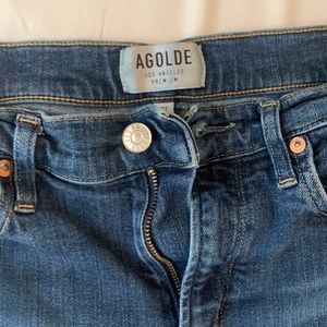 AGOLDE medium wash skinny crop jeans